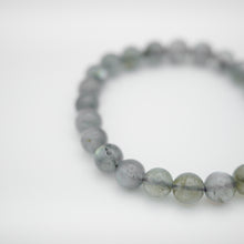 Load image into Gallery viewer, Beautiful Natural Labradorite stone Bracelet with shinny smoky color. Everyone piece is unique. Best gift for your best friend/ BFF, birthday gift, valantine&#39;s day gift and daily wear. 天然拉長石， 每一條都是獨一無二閃藍光幻彩，拉長石能提升愛情運，感壓力及令人平和的力量，最佳的節日禮物，閨蜜禮物，生日及情人節禮物。彈力線設計，可調節長度，簡單易佩搭，適合經常配戴。
