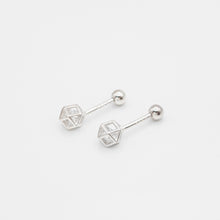 Load image into Gallery viewer, Ginkawa 925 sterling silver mini Hexagon Earrings which is cute, beautiful and transcendence. The earring is hypoallergenic. Best gift for new year, mother&#39;s day, birthday and new year gift. 925純銀迷你立體六角轉珠耳環，抗過敏耳環，迷你可愛風格，獨特款式，適合送禮，日常配戴，出遊旅行配件。
