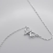 Load image into Gallery viewer, 925 sterling silver bowknot necklace with adjustable extension chain. Unique necklace, best gift for anniversary, mother&#39;s day, birthday, BFF. Cute design and easy for daily wearing nature style. 925 純銀蝴蝶結項鏈，可愛風格，簡約好搭配，閨蜜禮物，姊妹聚會配件，母親節禮物，七夕情人節禮物，經典百搭款式。
