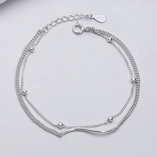 Load image into Gallery viewer, 925 Sterling Silver wavy bar bracelet with adjustable extension chain. Stylish design. 925 純銀經典波浪雙行手鏈，永遠不退流行的波浪手鏈
