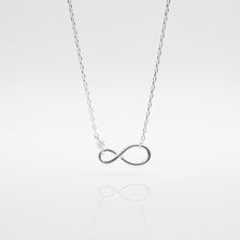 Load image into Gallery viewer, 925 sterling silver infinity necklace with adjustable extension chain. special day gift,delicate gift,for lover,popular style,FashionJewelry,Chinese Valentine&#39;s Day,mother&#39;s Day.925 純銀無限項鍊，經典風格，簡約細緻，日常加分飾品，情人節禮物首選，交換禮物，日常搭配，有意義的禮物。

